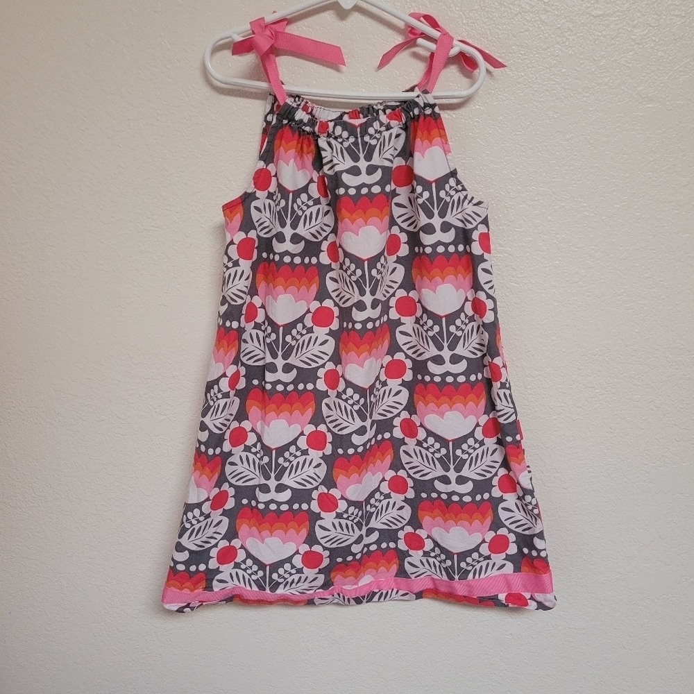 Hanna Andersson Floral Poplin Pillow Case Shift Dress Size 120 US 6/7 Tulips